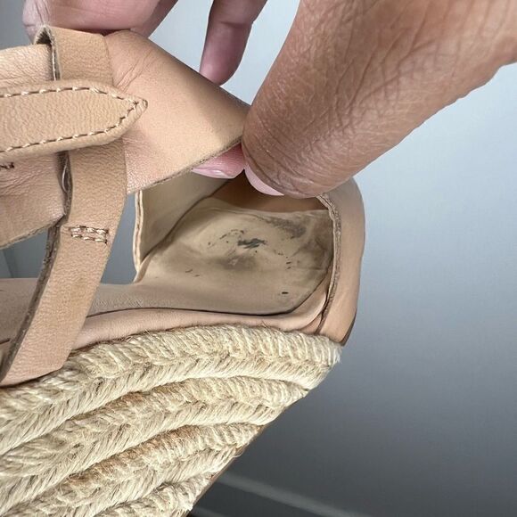 3.1 Phillip Lim Tan/Cream Leather Peep Toe Espadrille Wedges Size 8 - Picture 7 of 16